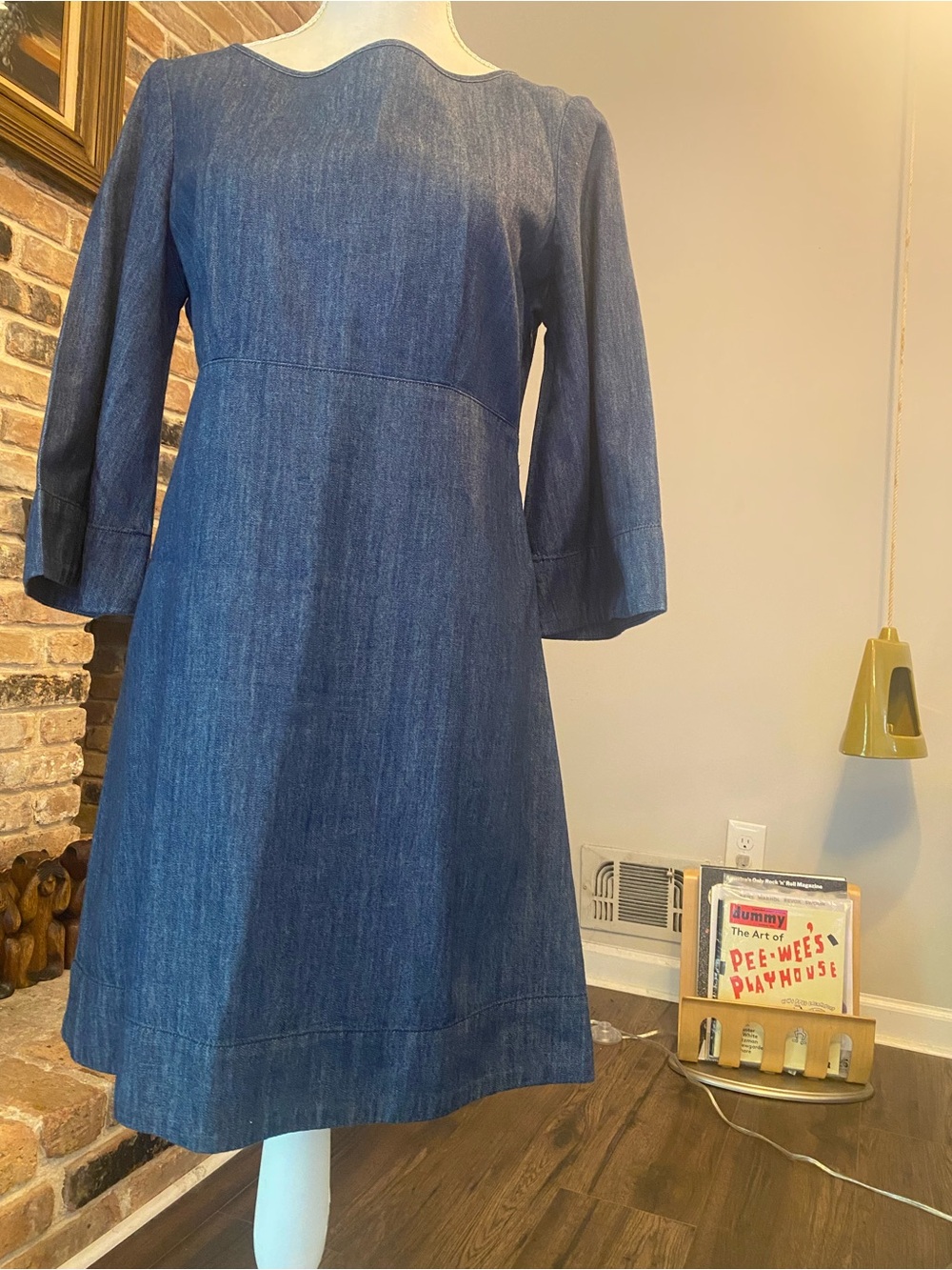 Classic Blue Denim A-Line Dress - Women's